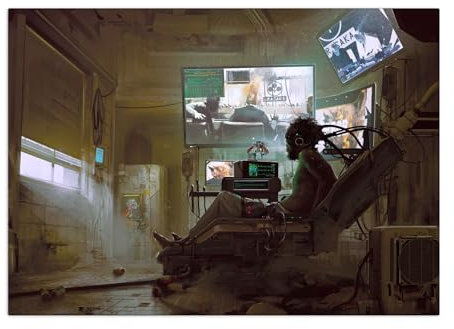 Displate Cyberpunk 2077 Metallposter Cyberpunk Poster Cyberpunk Deko Cyberpunk 2077 Poster Cyberpunk 2077 - Concept Arts - Jacked in Poster 32x45cm