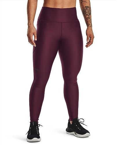 Under Armour Damen HeatGear Armour High No-Slip Waistband Pocketed Leggings, (600) Dark Maroon/Black, Groß
