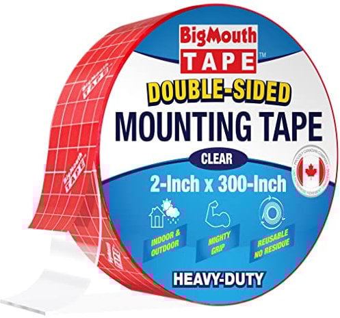 BigMouth Mounting Tape - 50mm x 7.6m, Double Sided Adhesive Tape for Walls, Invisible, Sticky