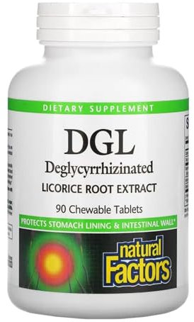 Natural Factors, DGL (Süßzholzwurzel-Extrakt), 90 vegane Kapseln, 800mg Deglycyrrhizinierter Süßholzwurzel-Extrakt je Dosis, Glutenfrei, Sojafrei, GMO frei, Geschmacksneutral