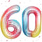 Luftballon 60.Geburtstag Regenbogen,XXL Riesen Regenbogen Folienballon 60 für Frauen,40Luftballon 60.Geburtstag,Zahlen 6 und 0 Folienballon für 60 Jahre Geburtstagsdeko Jubiläum Party Dekoration