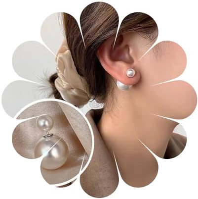 Aneneiceera Vintage Perlen Ohrstecker Ohrringe Französisch Perle Vorne Und Hinten Ohrringe 70er Erklärung Perle Ball Ohrstecker Ohrringe Prom Ohrringe Für Frauen Und Mädchen
