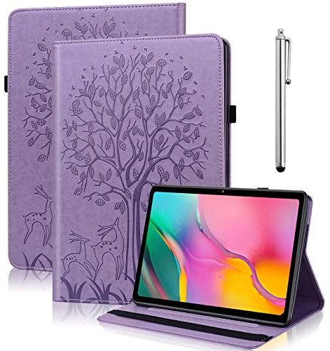 BOLELAW Samsung Galaxy Tab A SM-T550 - Funda de piel sintética con lápiz capacitivo, ranuras para documentos para Samsung Galaxy Tab A 9,7 pulgadas SM-T555/SM-T550 (morado)
