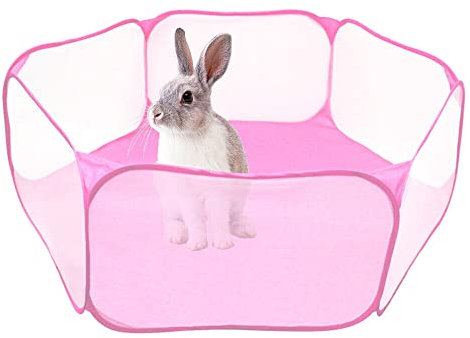 Parc pliable pour animal domestique, chat, lapin, hamster, intérieur et extérieur, cochon d'Inde, portable, UK (rose)