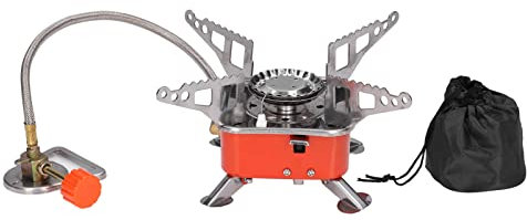 Mokernali Réchaud De Camping Pliable, Réservoir De Gaz De Réchaud De Camping Portable, Mini Réchaud De Randonnée Au Gaz Propane avec Trépied Stable, Ultra Léger avec Allumage par Bouton-Poussoir(B)