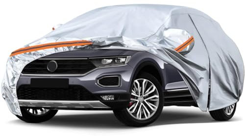 Autoabdeckung Wasserdicht Passend für VW T-ROC T-Cross Hyundai Kona Ford Puma, Atmungsaktiv Vollgarage Autoplane für Regen Sonne Staub Schutz Auto Abdeckplane Abdeckung