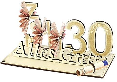 Geschenke zum 30 Geburtstag Mann Frau,13,4x25x12cm Geldgeschenke Geburtstag Geschenk 30 Geburtstag, Holz Geldgeschenke Gästebuch Geburtstag, für Freunde, Familie Geschenk