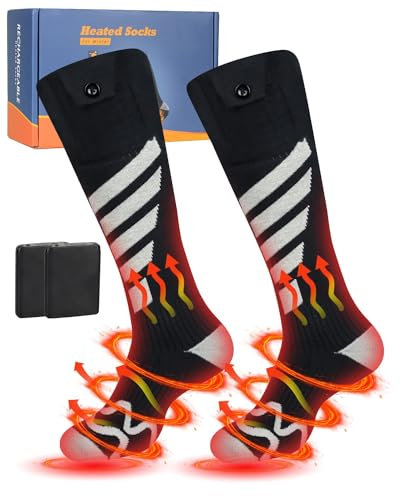 VICTERR Calcetines Calefactables, 5V/5000mAh Calcetines Calefactable Mujer Hombre, Calcetines Térmicos Recargables con 4 Temperaturas, Heated Socks Lavables para Calefacción, Esquí, Caza, (EU) 36-46