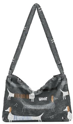 Dackel Schultertasche für Damen, pelzige Umhängetasche, Hobo-Handtasche, Geldbörsen für Arbeit, Einkaufen, Reisen, Dackel, Einheitsgröße