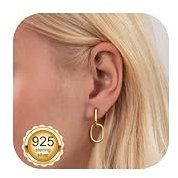 Chriscoco 925 Sterling Silver Earrings for Women Hoops Earrings Convertible Link Earrings Huggies Earrings Hypoallergenic Sleeper Earrings Rose Gold Silver Gold Drop Earrings for Women Girls