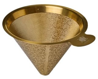 ATHIA Goldener Tropfer, Edelstahl-Kaffeefilter, papierloser Filter, wiederverwendbarer Kaffeefilter, kompatibel mit MSOT Kaffeemaschinen (goldfarben, kegelförmig)