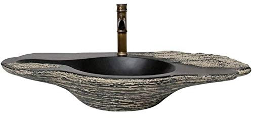 VEETHI Lavello da Bagno in Pietra Artistica Cinese, Ovale, L * W * H: 97CM * 49CM * 15CM, Lucidato, Sul Piano di Lavoro, Centrale, Senza Fori