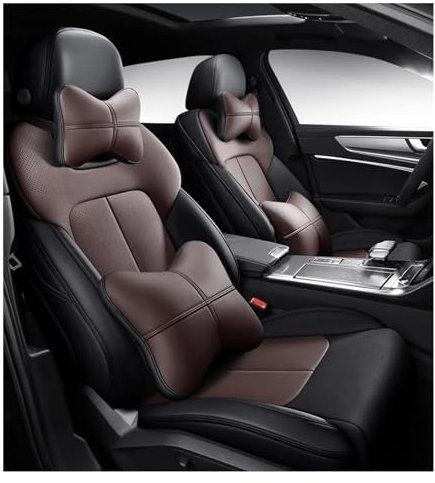 HABRAT Sitzbezüge Benutzerdefinierte Autositzbezug Leder Auto Für Alfa Für Romeo Für Giulia Für Stilfserjoch Autozubehör Sitzkissen Styling Grau Autositzbezüg (Color : Black Brown LUX)