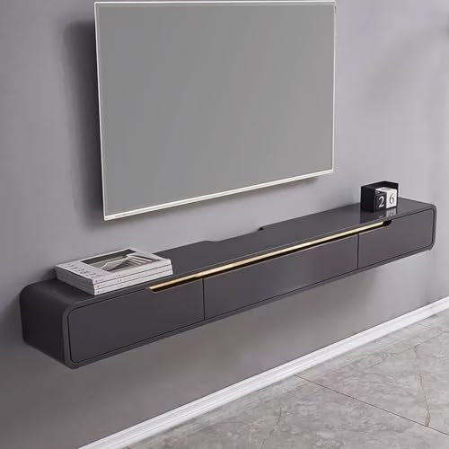 XRRJFYH Meuble Tele Suspendu Meuble TV Bois Table TV avec Rangement Table Television Salon Banc TV Chambre (Color : Gris, Size : 150CM/59IN)