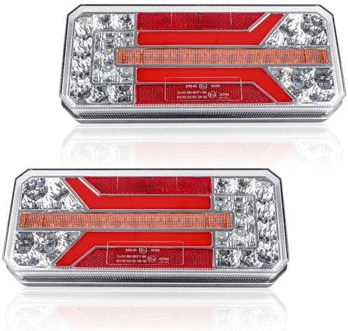 Qiping LED Rückleuchten Anhänger Set, 12V/24V Anhängerbeleuchtung, LKW Rückleuchte Wasserdichtes Rücklicht mit E-mark (TYPE-1)