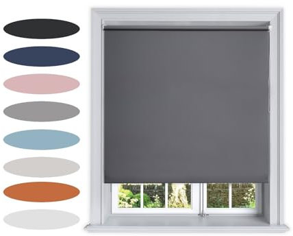 Lister Cartwright Blackout Plain Roller Blinds Windows Blind Easy Fit Child Safety Included (Dark Grey, 60 cm Width x 160 cm Drop)