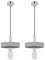 Globo Pendelleuchte Deckenlampe Beton Ringleuchte Esszimmerlampe 1 flammig Industriell Hängeleuchtet, Beton grau verchromt, Fassung 1x E27, DxH 23x171 cm, 2er Set