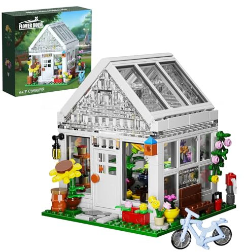 Millionspring Blumenhaus-Baustein-Set, Raumdekoration, Blumenhaus, Gartenhaus-Bausatz, Überraschungsblumen-Bauspielzeug, Geschenk für Mädchen, Freunde, Kinder und Erwachsene (382 Teile)