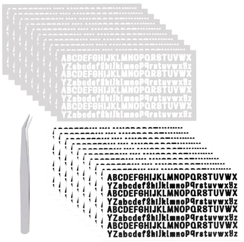 Keboyoe 20 Blatt 4160 Stück Selbstklebende Buchstaben Aufkleber, 1/2 Zoll Kleinbuchstaben und Großbuchstaben Vinyl Alphabet Aufkleber Wasserfest Klebebuchstaben Sticker für DIY Scrapbook(Schwarz,Weiß)