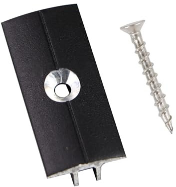 100Stk Aluminiumlegierung Terrassenclips Befestigungs Clips Versteckt Abstandshalter Clips mit 100 Schrauben für WPC/BPC, Bambusholzboden Verschluss für Terrassendielen 6 mm Spaltabstand, Schwarz