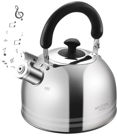 MAXCOOK 5 l Teekessel Edelstahl Pfeifender Teekessel Herd Klassische Teekanne für Herdplatte
