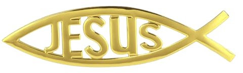 Autoaufkleber Jesus Christus Fisch Ichthys Christentum Symbol 3D Auto Sticker Selbstklebend (Gold)
