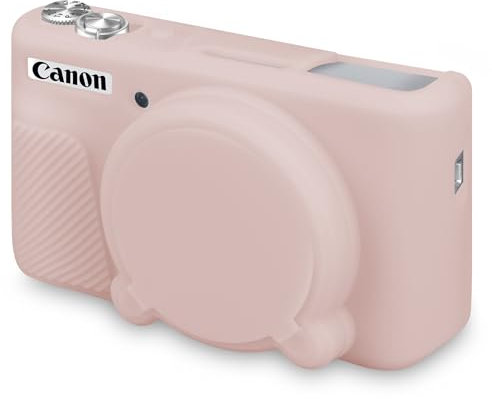 BOVKE Silicone Camera Case for Canon PowerShot SX740/ SX730 Digital Camera, SX740 Camera Soft Case Cover Rubber Camera Sleeve with Removable Lens Cover, Jelly Pink