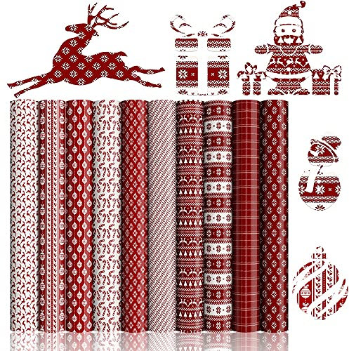 Sublimationspapier für Cricut-Tassenpresse, Weihnachtsrot, unlösliche Transfer-Tintenblätter für Becher, Rohlinge, T-Shirts, 30,5 x 25,4 cm, 10 Stück