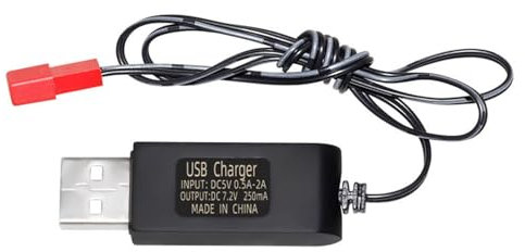 KANGQL Charging Cable, USB Charger Cable for 3.6V 4.8V 6V 7.2V LiPo & Li-ion Batteries,with SM-2P/JST/KET Plug Remote Control Toy Charger, L