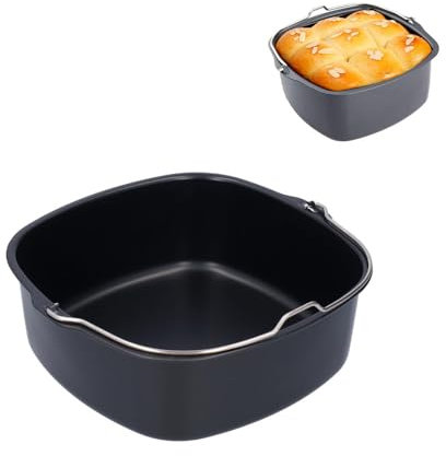 WBYNB Quadratische Eisen Air Fryer Kuchenform, Luftfritteuse Kuchenpfanne Kuchenfass Ersatz, Fritteusen-Zubehör für die Zubereitung von Brathähnchen, Rösti, Pommes Frites usw (M)