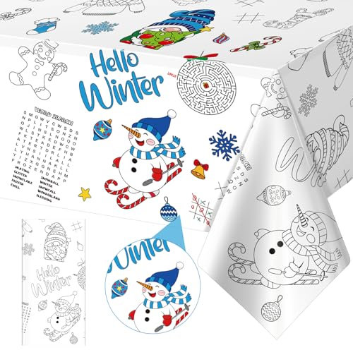 Ausmaltischdecke Weihnachten Kinder, 274x 137 cm Maltischdecke für Kinder, Papier-Tischdecke Weihnachten, Deko Weihnachten, Basteln Weihnachten Kinder