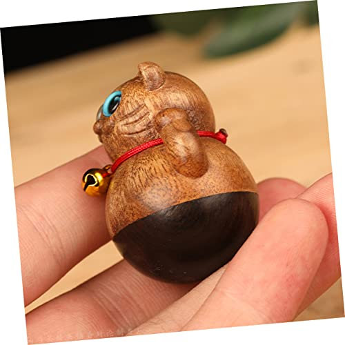 Alipis Holzernes Glückskatzen-Ornament Handgefertigt Aus Glattem Holz Sicher Stehend Tischen Und Oberflächen Zur Dekoration Von Schlafzimmern Fenstern Wohnzimmern Und Büros Geeignet Symbo