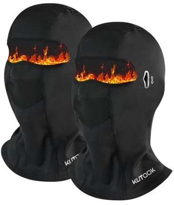 KUTOOK Skimaske Sturmhauben Balaclavas Gesichtshaube Motorradmaske Fahrrad Gesichtsmaske 2 Stücke Kombination Winter Warm Winddicht Thermo Multifunktional Herren Damen Schwarz&Schwarz