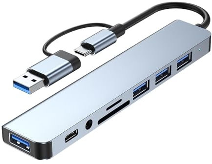 Laptop Docking Station - 3.5mm Audio Interface Multiport Adapter, USB Ports USB C Hub | Flexible Computer USB C Hub, Multiport Adapter Monitor Dock, Docking Station duals Monitor Adapter USB C Hub