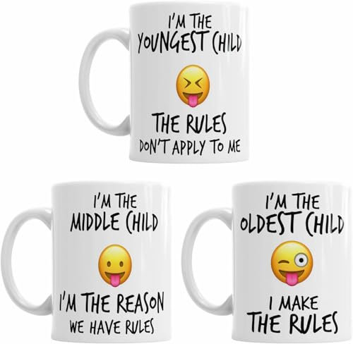 Top Banana Gifts New Youngest Middle Oldest Child Sister Brother Rules Funny Coffee Tea - Funny Set of Ceramic Photo Mugs Cup Tasse
