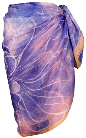 CHIC DIARY Sarong Wraps Pareo for Women Swimsuit Cover Ups Swimwear Bikini Wrap Bathing Suit Wrap Skirt with Floral(Starry Sky Blue)