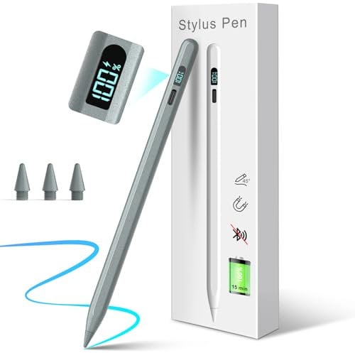Stylus Pens for Ipad Pen 2018-2025- Pencil for Ipad 3X Faster Charge with Palm Rejection/Tilt Sensitivity for 11/10/9/8/7/6th Generation, Air 11/13''(M3), Pro11/12.9/13'', Air3-5, Mini 6/5 (Grey)