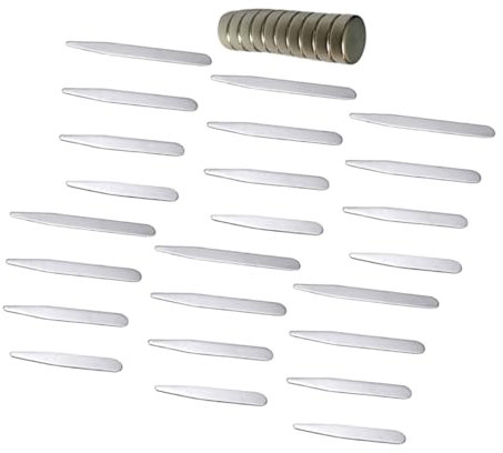 COLLBATH 40 Stück Kragenstäbchen Aus Edelstahl Für Hemden Schlüsselbein Kragenstäbchen Mit 10 Magneten Accessoires Für Herrenbekleidung