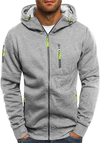 Sweat à Capuche Moderne Pour Homme en Coton Extensible - Veste de Sport à Fermeture Éclair Intégrale - Poche de Poitrine - Veste de Transition