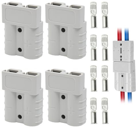 600V 50Amp Conector de batería Conexión Rápida, 4 PCS Rápido Enchufe Terminal Kit, Conectores de Alimentación Modulares Desconexión, para Automóvil, Conector, Autocaravana, Caravana, Barco