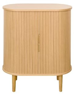 Miliboo Buffet Haut Vintage avec Portes coulissantes Bois Clair chêne L70 cm Epic