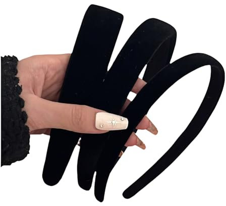 Heanvmyss Schwarz Samt Haarreifen Damen,3 Stück Breites Gepolstert Stirnband,Vintage Haarband,Stirnbänder aus Samtstoff Haarschmuck,Retro Style Velvet Headband für Frauen Mädchen