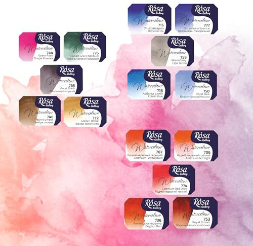 Rosa Gallery Granulation Aquarellfarben Set Pans, 2,5 ml x15 Napfs