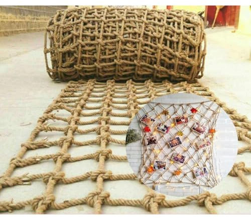 Rete Decorativa in Corda,Rete Decorativa in Juta e Canapa Naturale,Corda di Canapa Spessa 6 mm,Rete Protettiva per Balconi, Scale, Recinzioni, Giardini e Parchi Giochi(Size:1mx4m(3.2x13.1ft))