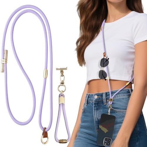 memumi 3-in-1 Phone Lanyard Strap, Adjustable Nylon Neck Strap Necklace Phone Compatible with Smartphones, Keychains, Card Holder (Secure & Tangle-Free)