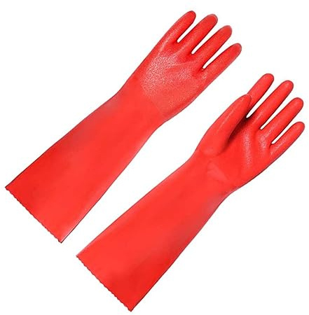 Homoyoyo Thickened Non-slip Kitchen Cleaning Gloves Red Household Dishwashing Gloves for Hand Wash Pet Care Laundry and Gardening Tasks