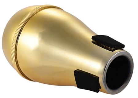 POENVFPO Gerader Posaunen-Übungsdämpfer, ABS-Material, 13,2 X 8 X 4,8 Cm, Leichter Schalldämpfer für Alt- und Tenorposaunen (GOLD)