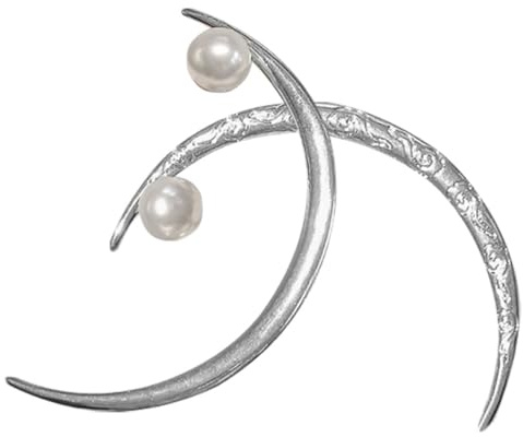 TEHAUX Fourche à Cheveux Lune Vintage pour Femmes en Fer et Perle Imitation, Résistante la Casse, Accessoire Argenté pour Événements Formels et Décontractés