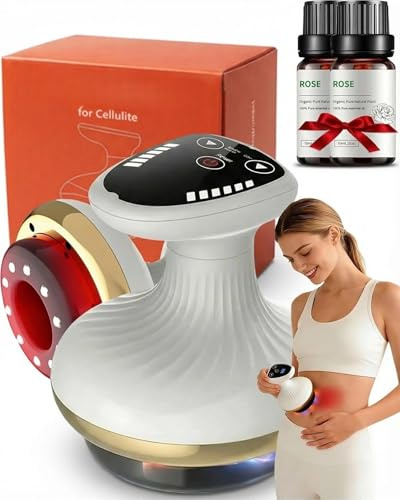 Massaggiatore Anticellulite Vacuum, Massaggiatore 4 in 1 Contro Cellulite, 6/9 Livelli di Riscaldamento, 6/9 Livelli di Aspirazione, per Pelle Più Tonica e Riduzione Cellulite (6 Livelli)