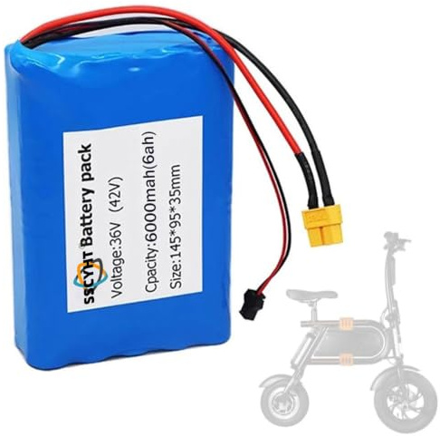 SSCYHT Batteria al Litio da 36V 6Ah 6000mAh Batteria Sostitutiva per monopattini e Biciclette elettriche, con connettori XT60 e SM